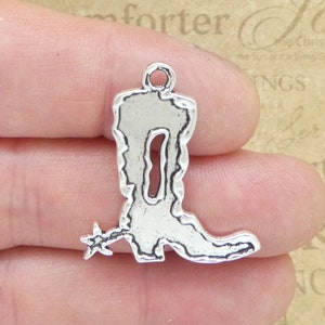 3 Cowboy Boot Charm Silver by TIJC SP1799