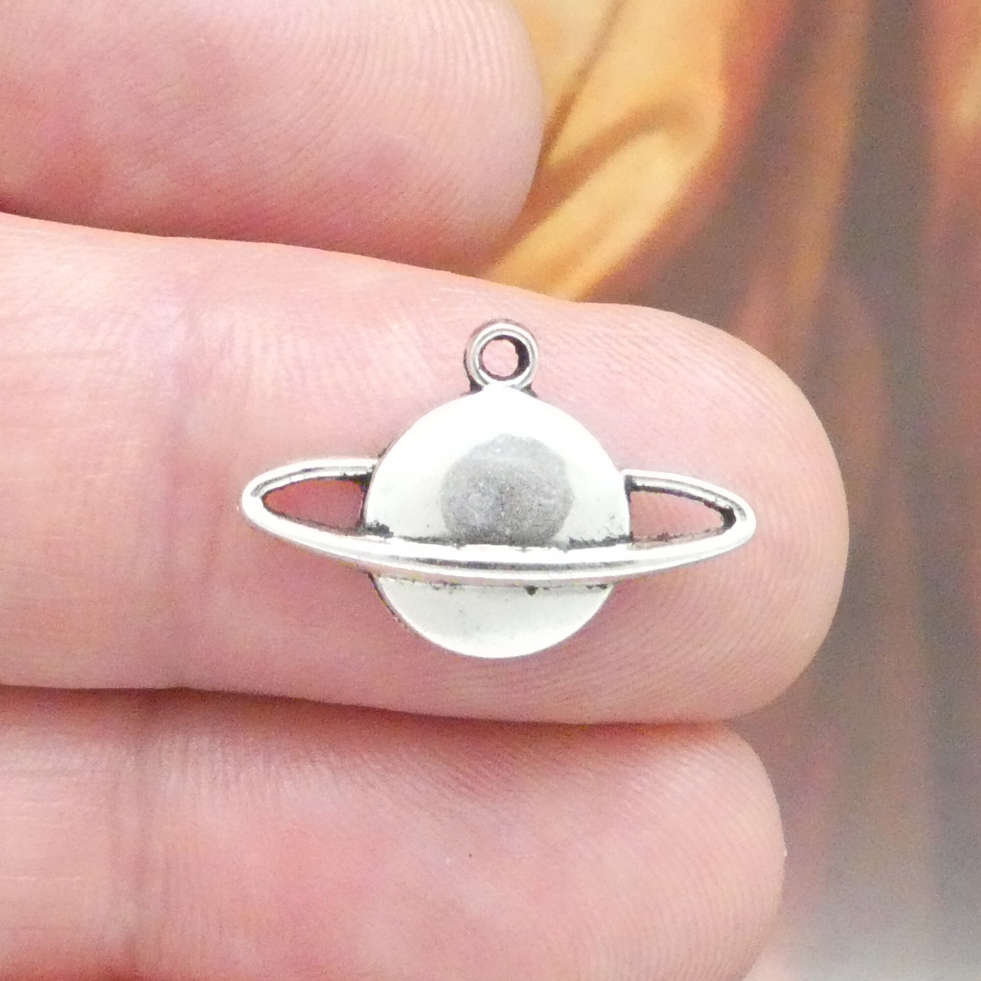 BULK 80 Saturn Charm Silver 13x20mm by TIJC SP1616B Etsy New Zealand