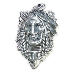 2 Indian Chief Pendant Silver by TIJC SP0990 image 4