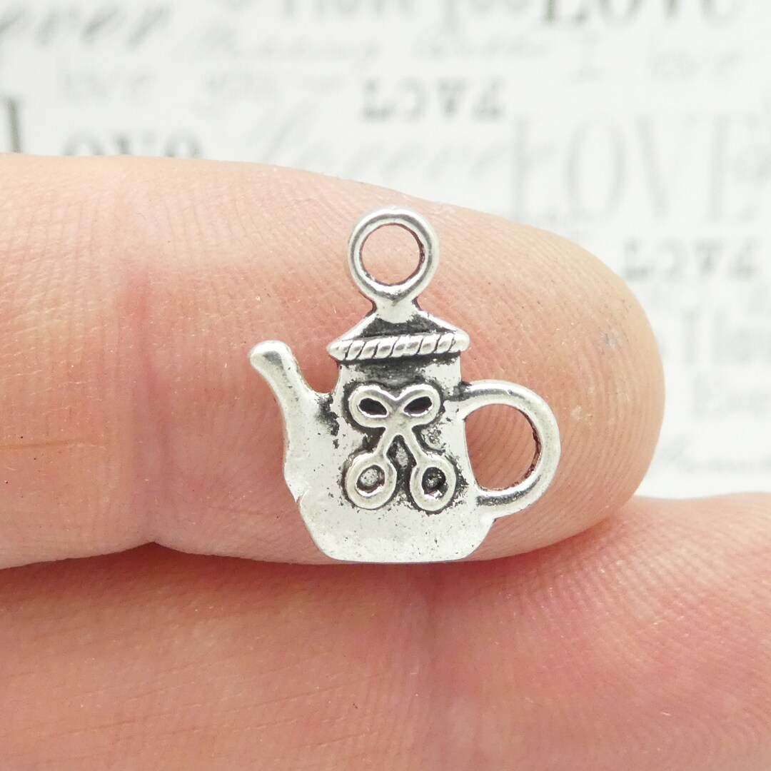 BULK 75 Silver Teapot Charm Pendant by TIJC SP0236B Etsy
