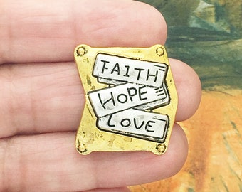 2 Faith Hope Love Charm Bracelet Connector by TIJC SP0708