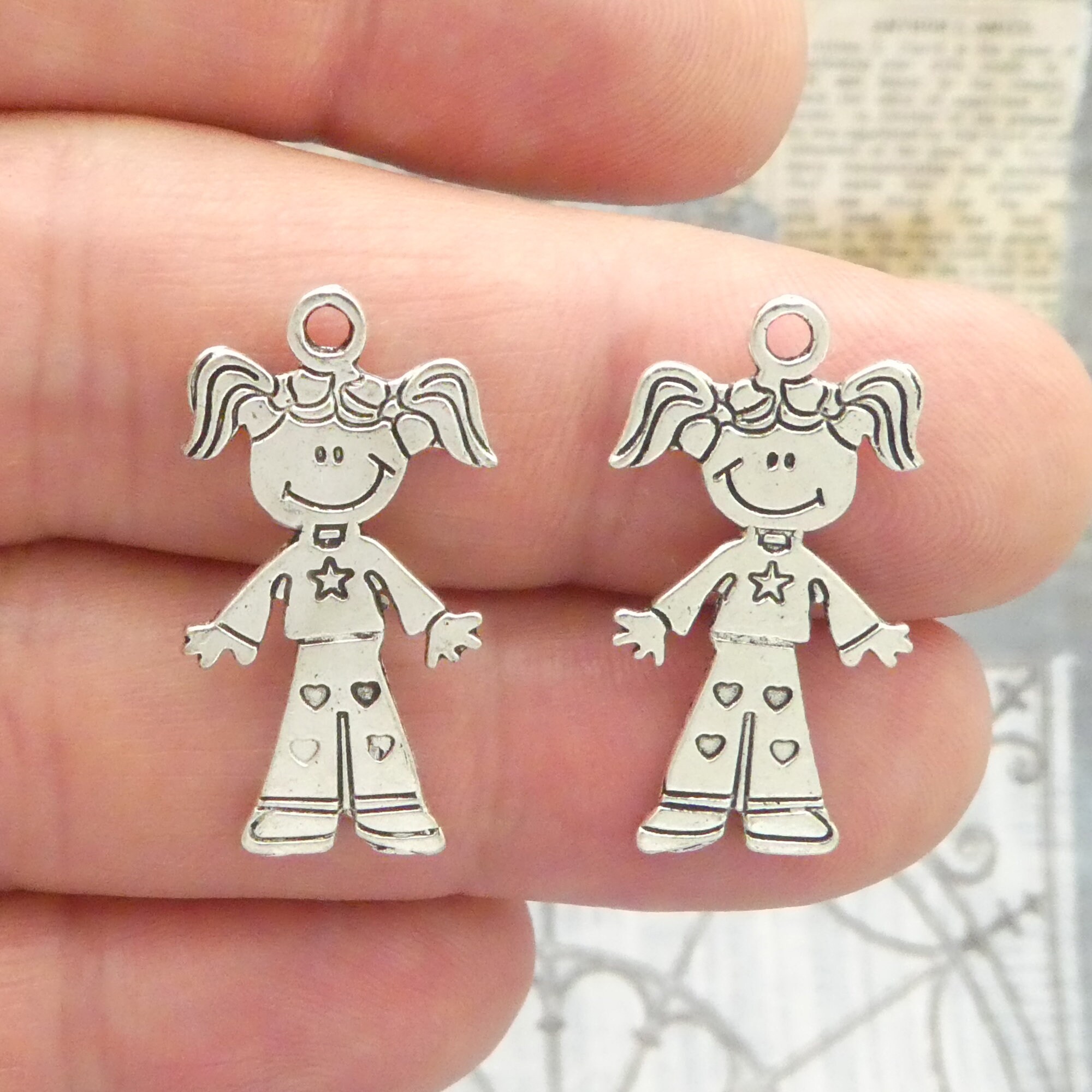 10 Silver Little Girl Charm Pendant for Mom 28x15mm by TIJC Etsy