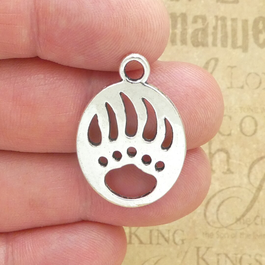 BULK 15 Silver Bear Claw Charm Paw Print Pendant SP0085B - Etsy