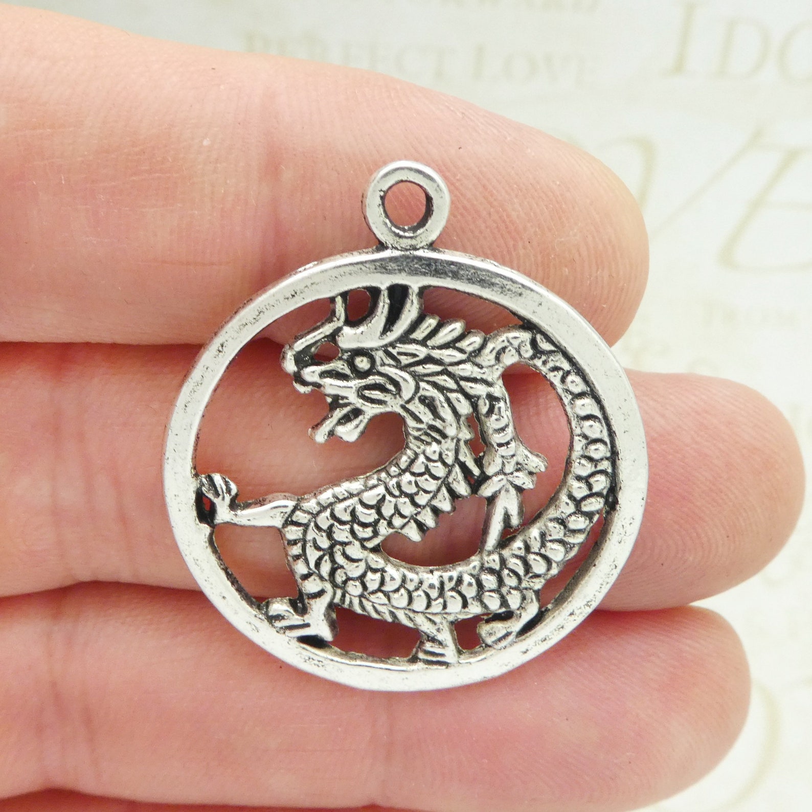 3 Chinese Dragon Charm Pendant Silver by TIJC SP0640 Etsy
