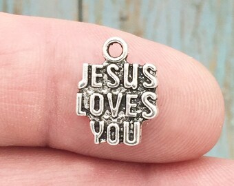 10 Jesus Loves You Charm Silver by TIJC SP0884