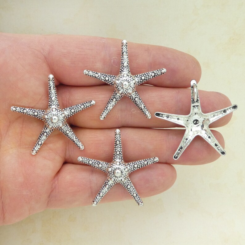 BULK 12 Silver Starfish Charm Pendant by TIJC SP0860B image 4