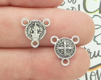 10 St Benedict Rosary Centers Silver Tiny by TIJC SP2145