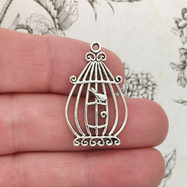 8 Bird Cage Charm Silver by TIJC SP1336