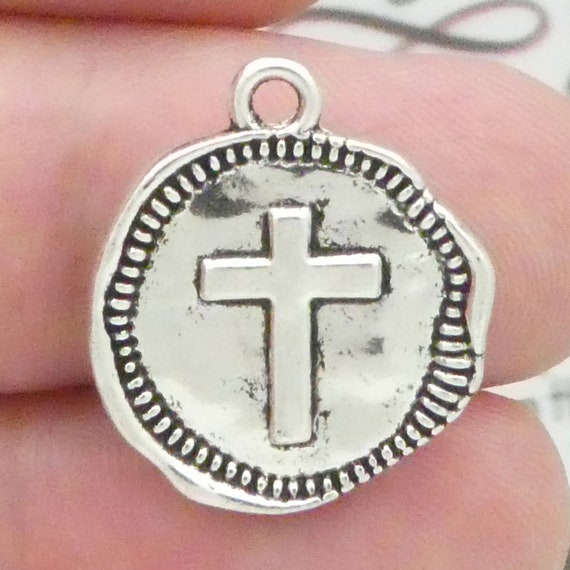 5 Hammered Silver Cross Charm Pendant by TIJC SP1460 - Etsy