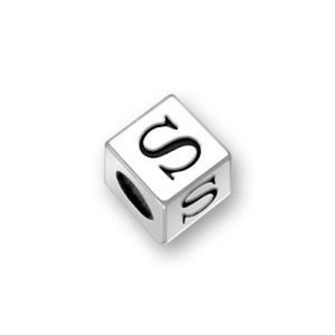 1 Silver Block Alphabet Letter Beads 5.5mm Initial S Charm - Etsy