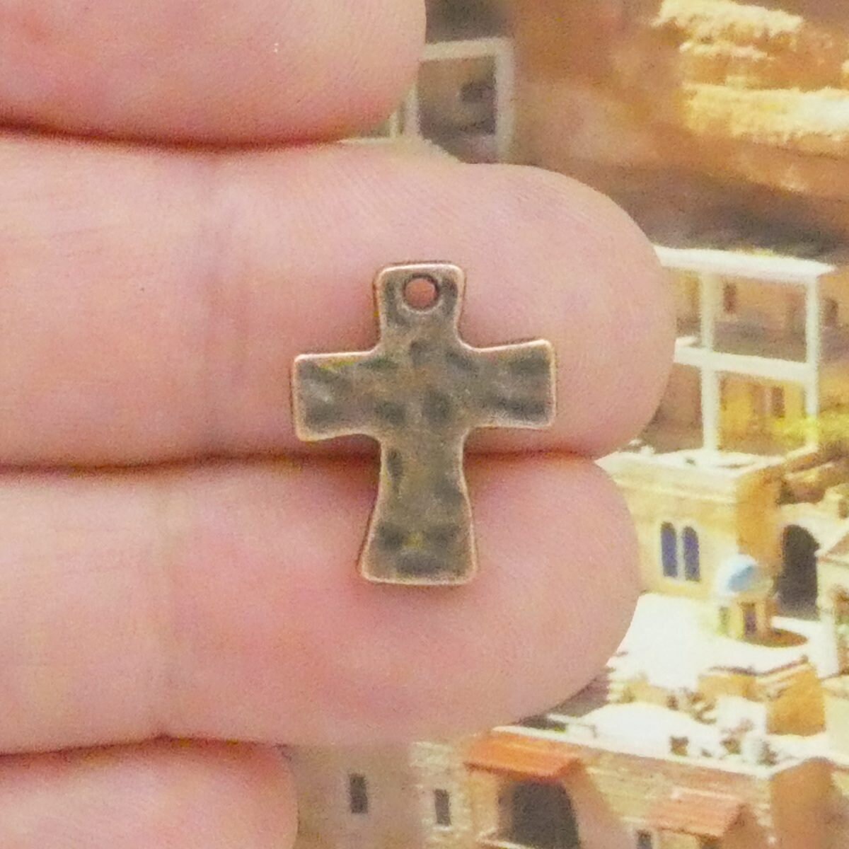 2 Hammered Copper Cross Charm Pendant by TIJC SP2167 - Etsy