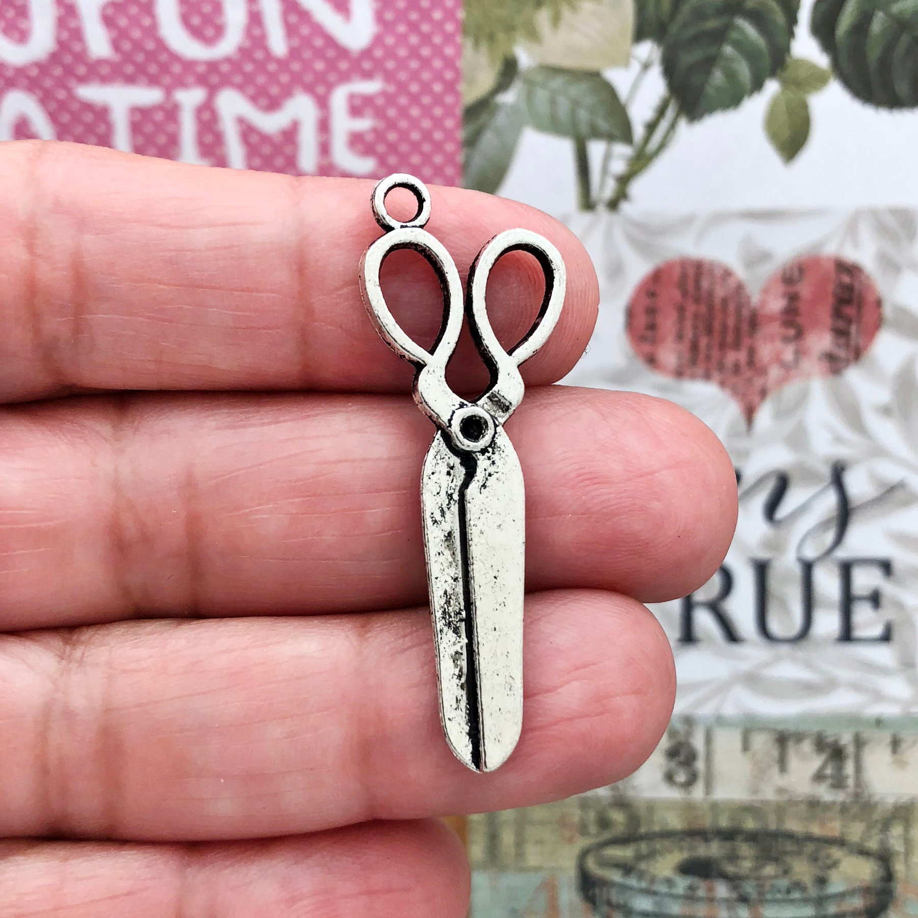 10 Scissor Charm Sewing Pendant Silver by TIJC SP0218 Etsy