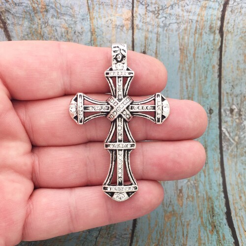 12 Hammered Silver Cross Charm Small by TIJC SP1140 Etsy