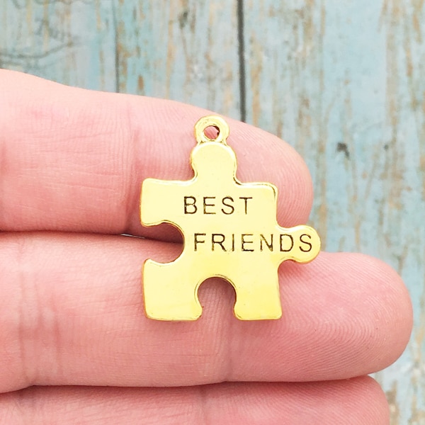 3 Best Friend Charm Puzzle Piece Gold by TIJC SP1369