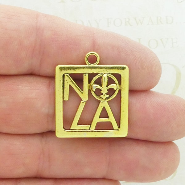 3 Gold New Orleans Charm Pendant Medium by TIJC SP1947