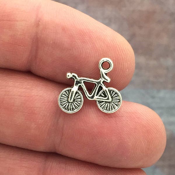 10 Bicycle Charm Bike Silver by TIJC SP0040