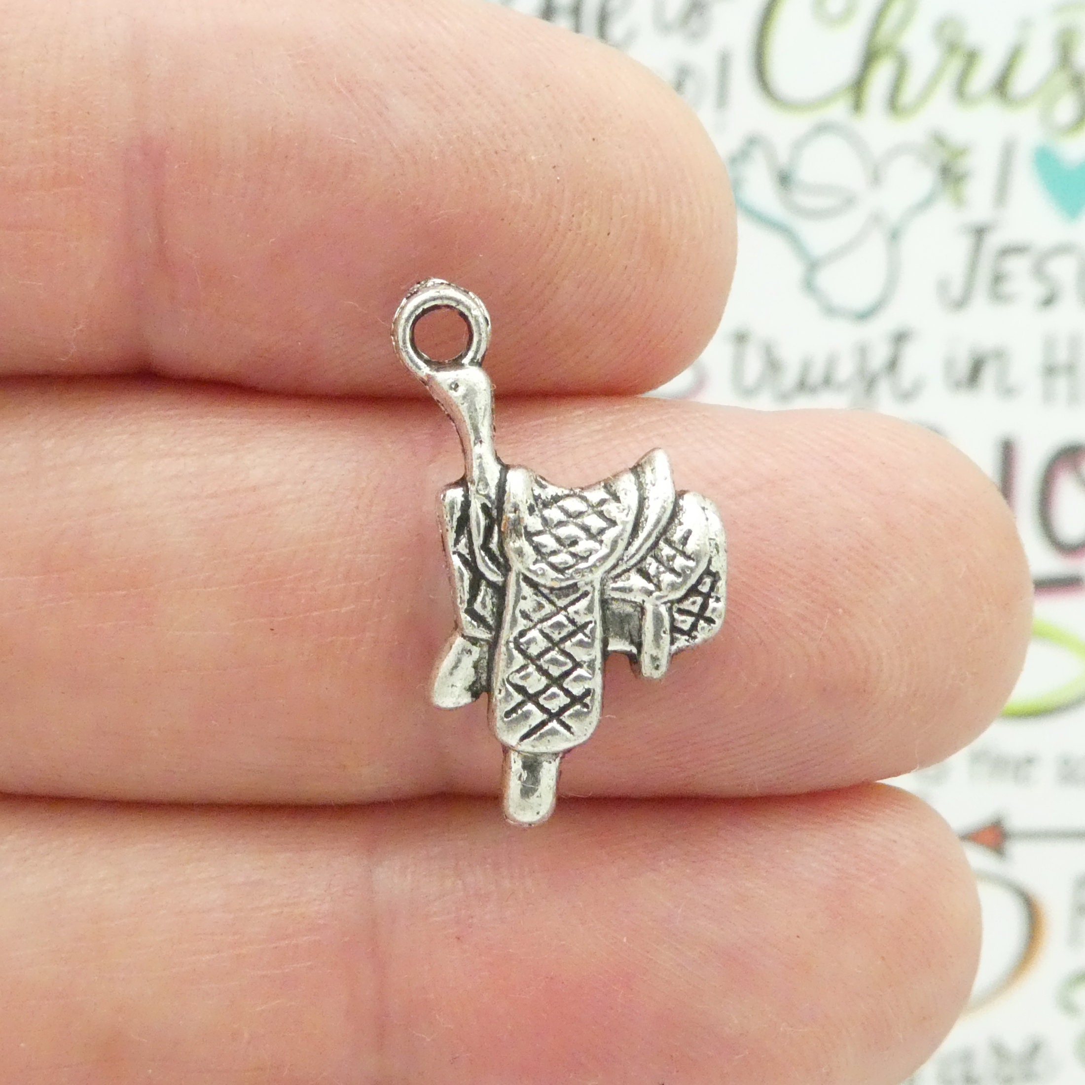 8 Silver Cowboy Saddle Charm 22x12mm by TIJC SP1056 Etsy