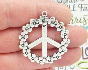 Wholesale18/39Pcs Tibetan Silver Peace Sign Charms 24x20mm Lead-free Wholesale18/39Pcs Tibetan Silver Peace Sign Charms 24x20mm Lead-free