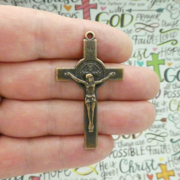 2 Copper St Benedict Crucifix Pendant by TIJC SP1918