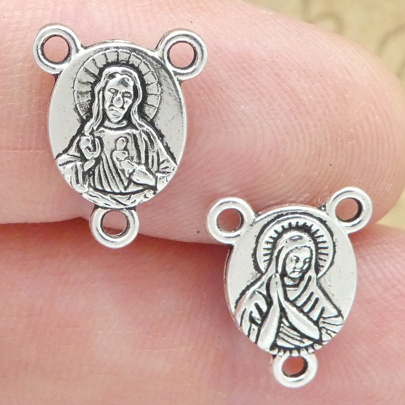 12 Sacred Heart of Jesus Silver Rosary Centerpieces by TIJC SP1803