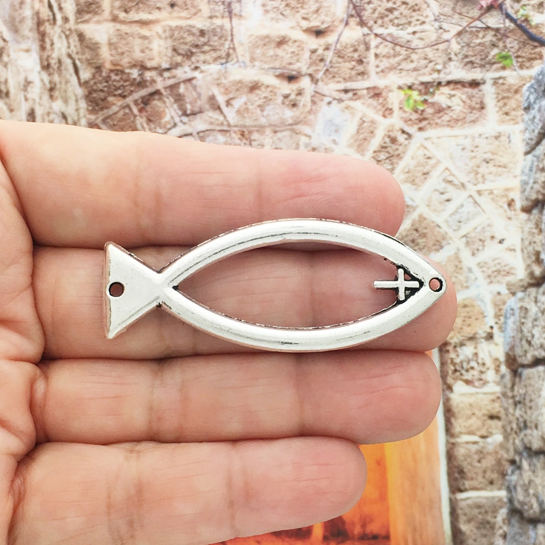 5 Christian Fish Charm Bracelet Connector Silver by TIJC Etsy