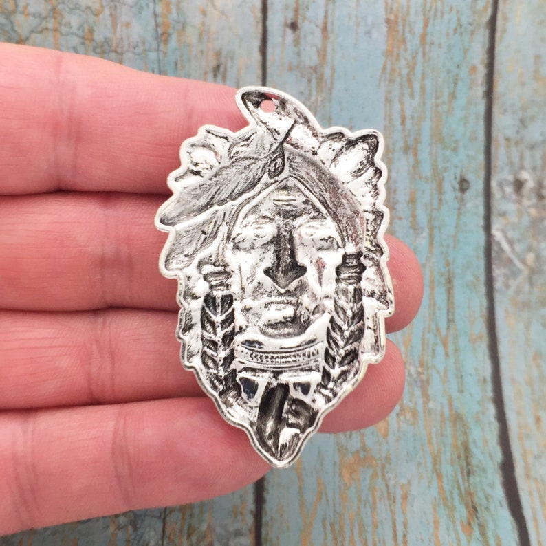 2 Indian Chief Pendant Silver by TIJC SP0990 image 2