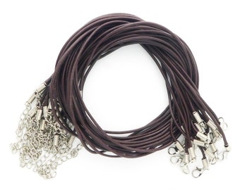 BULK 20 pcs 17 Inch Dark Brown Leather Necklace 2mm Diameter by TIJC LCBR17B