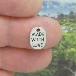 10 Made with Love Charm Silver Metal Jewelry Tags by TIJC SP2173