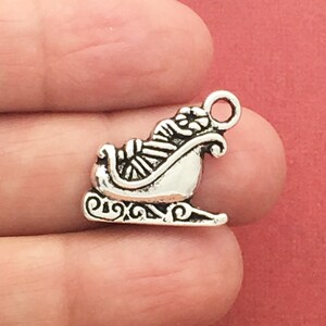 BULK 16 Santa Sleigh Charm Silver by TIJC SP0745B