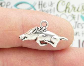 5 Silver Razorback Charm Hog Pendant Double Sided 16x20mm by TIJC SP0680