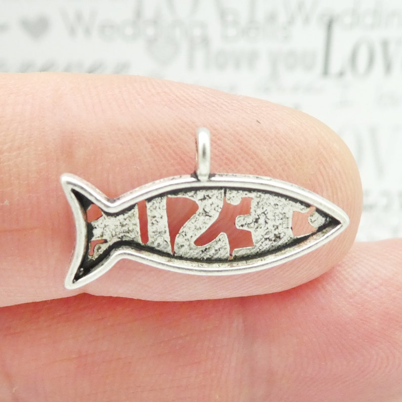 BULK 80 Christian Fish Jesus Charm Silver by TIJC SP1029B Etsy