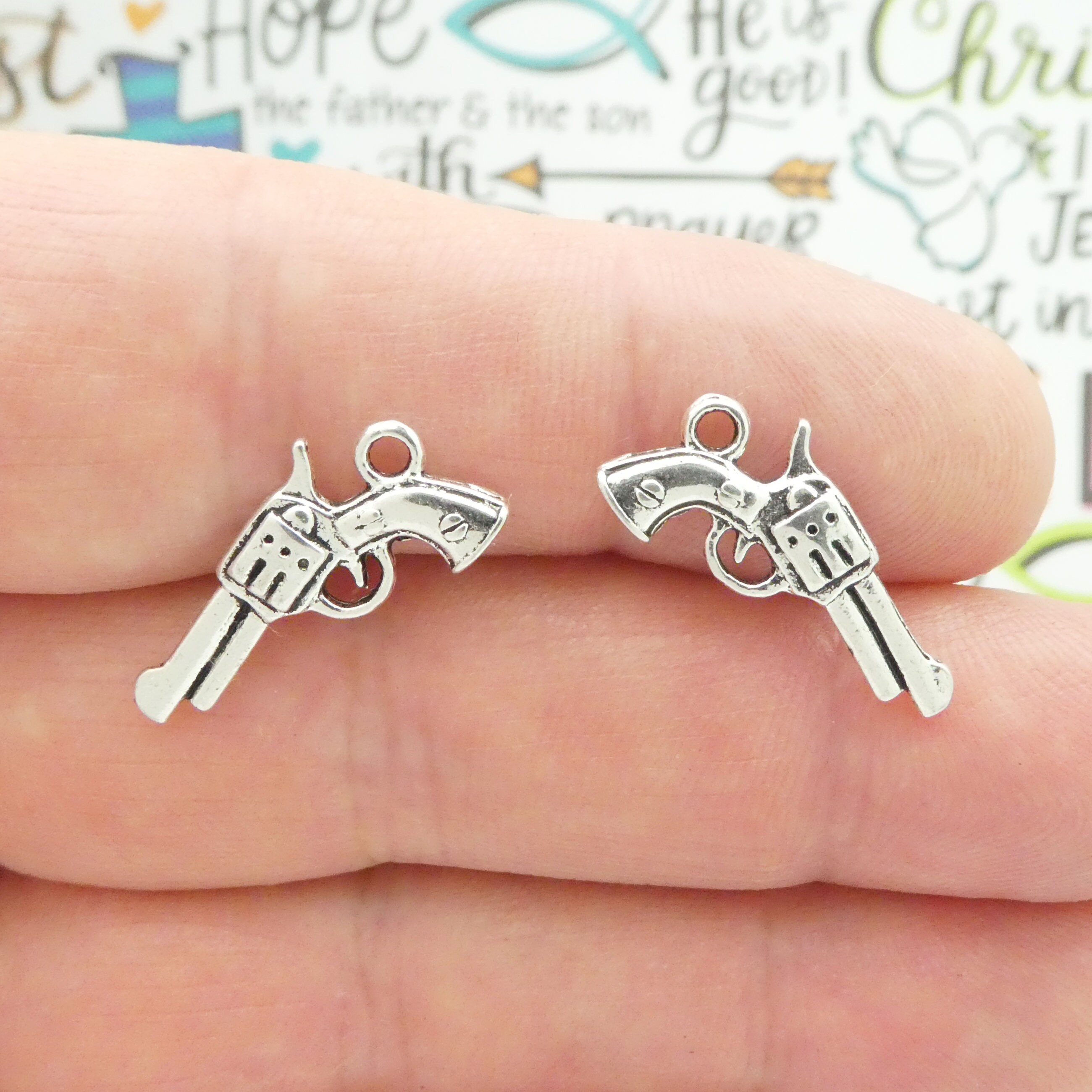 BULK 40 Silver Hand Gun Charm 11x21mm by TIJC SP0723B - Etsy