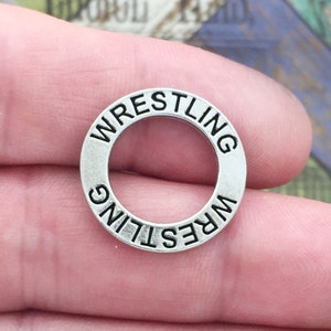 5 Silver Affirmation Ring Wrestling Charm by TIJC SP0370 image 4