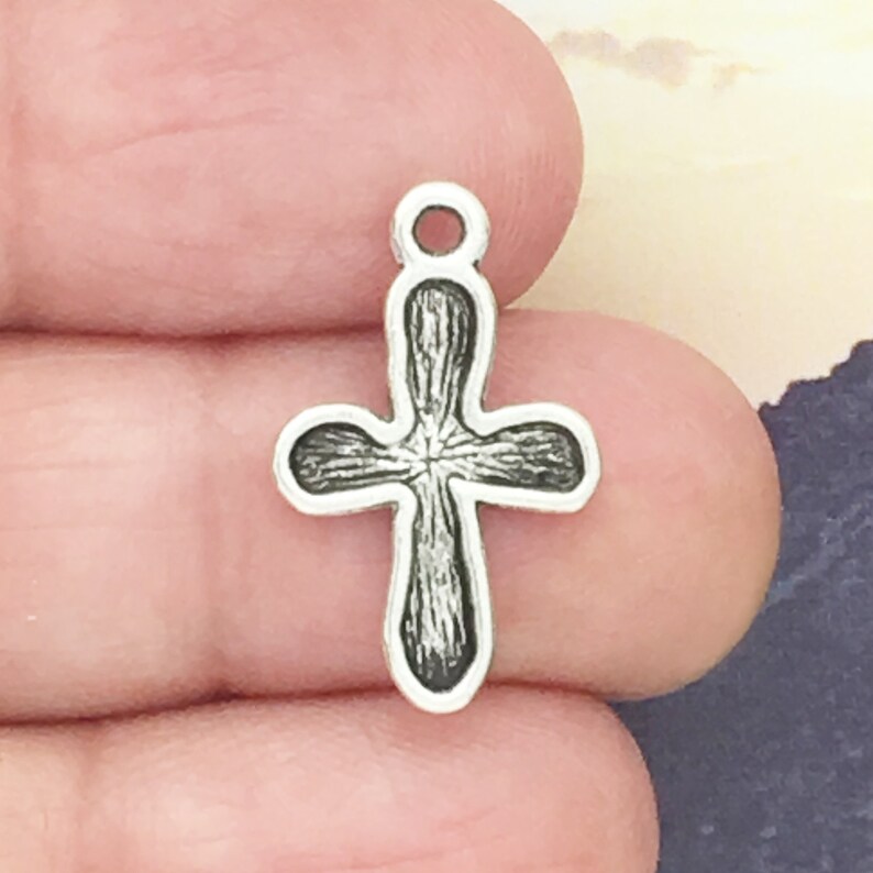 12 Hammered Silver Cross Charm Small by TIJC SP1140 Etsy