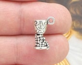 6 Silver Wine Glass Charm Chalice Pendant 16x11mm by TIJC SP0893