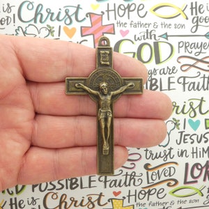 1 Crucifix Cross Pendant St Benedict Medal Bronze by TIJC SP2224