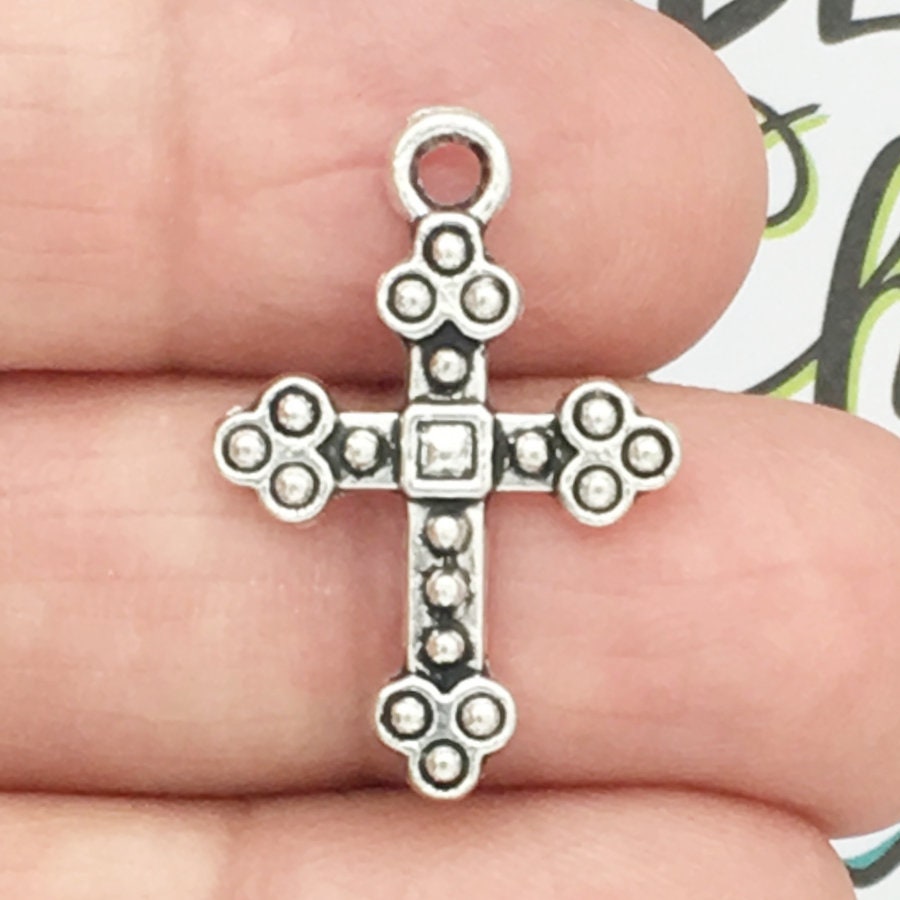 3 Silver Crucifix Cross Charm Rosary Parts by TIJC SP0356