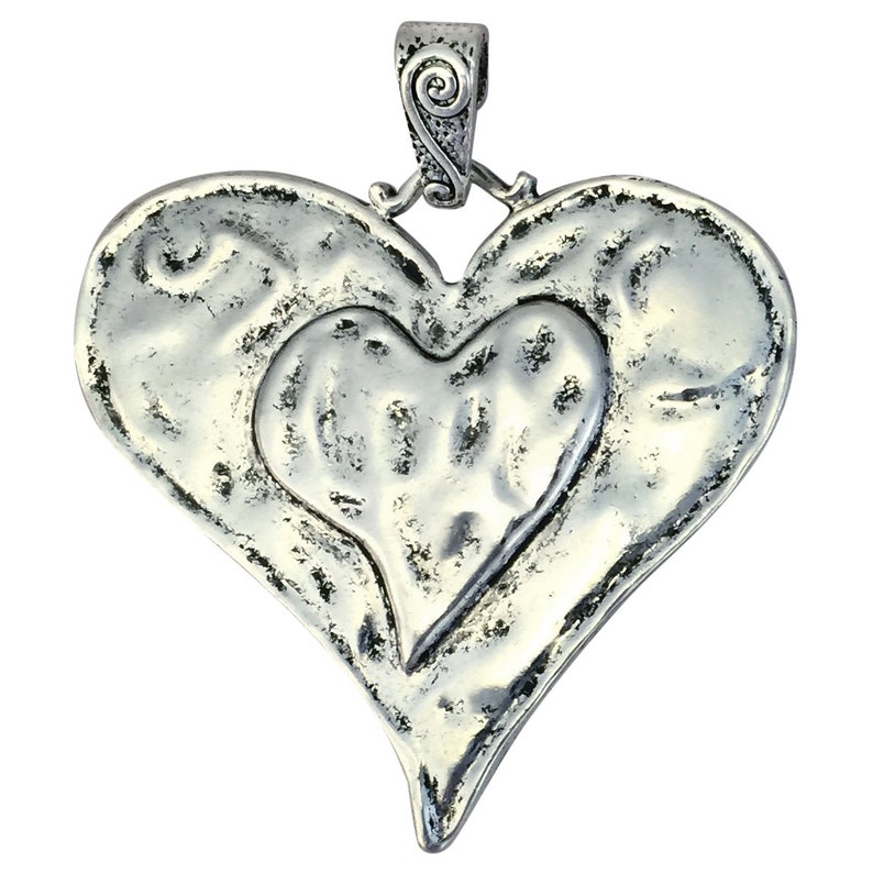 BULK 3 Hammered Heart Pendant Silver by TIJC SP1477B Etsy