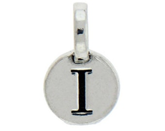 1 Round Silver Initial Charm 9mm Letter I by TIJC SPRI