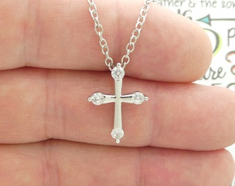 1 Kids Silver Cross Necklace by TIJC SP6067N