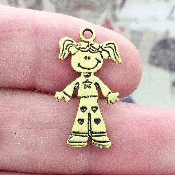 10 Little Girl Charm Gold by TIJC SP1486 Etsy