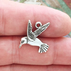 10 Hummingbird Charm Pendant Silver by TIJC SP1158