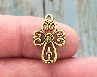 15 Cross Charm Pendant Gold by TIJC SP1653