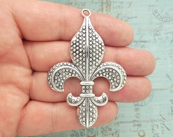 1 Fleur De Lis Charm Pendant Silver Large by TIJC SP0030