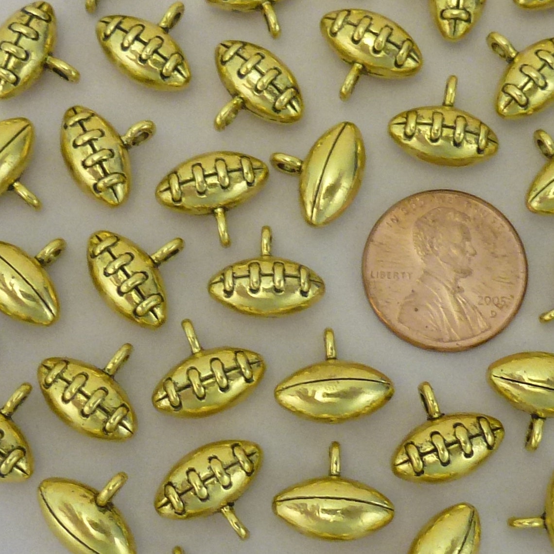 BULK 30 Gold Football Charm Pendant by TIJC SP1220B Etsy