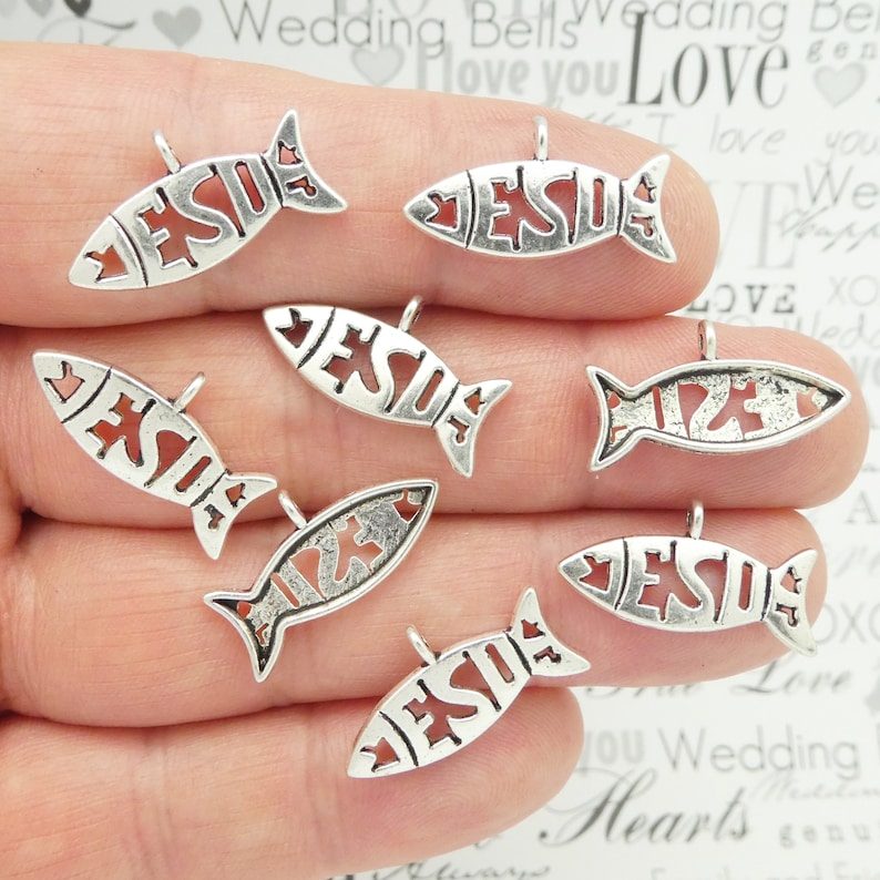 BULK 80 Christian Fish Jesus Charm Silver by TIJC SP1029B Etsy