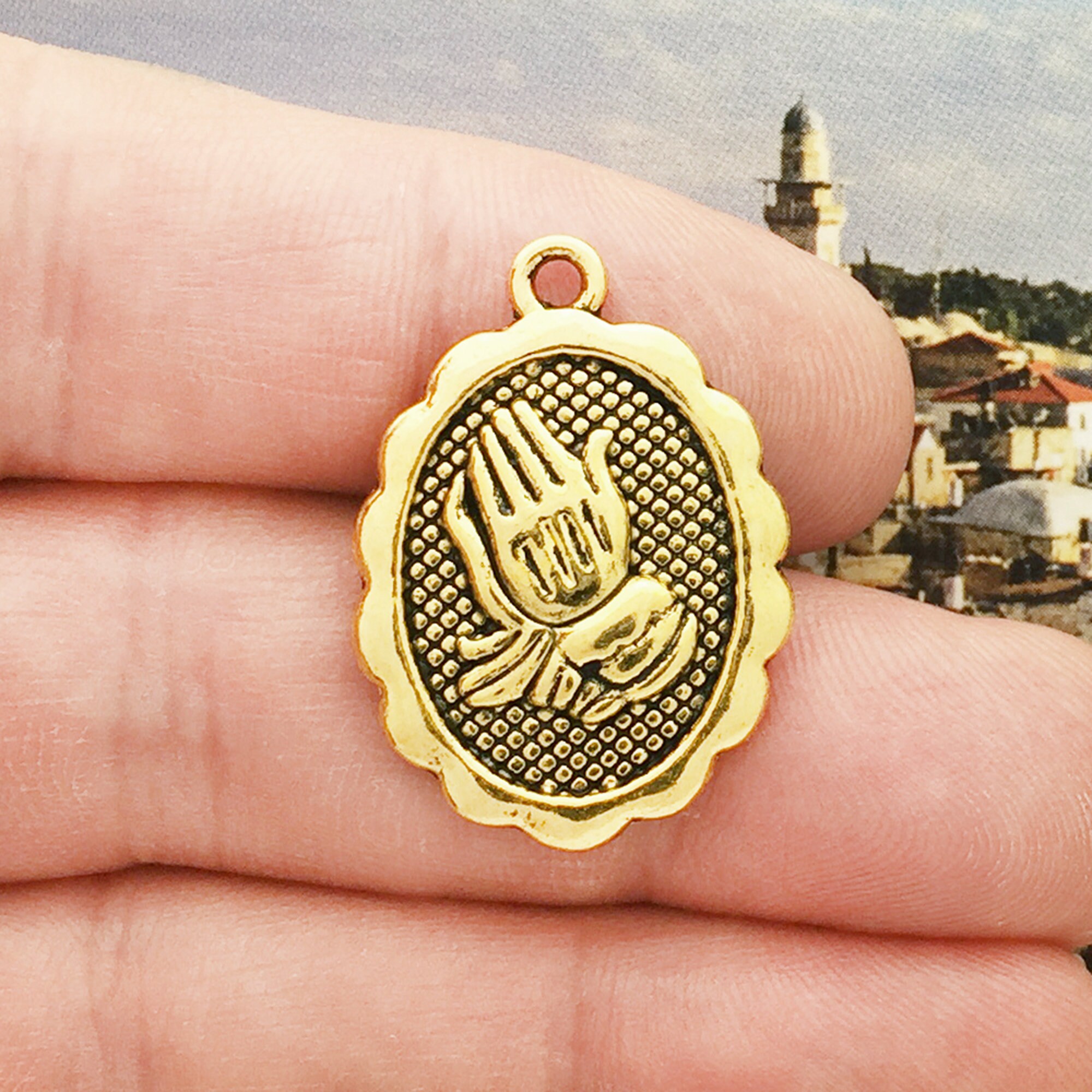 4 Praying Hands Charm Gold by TIJC SP0753 - Etsy