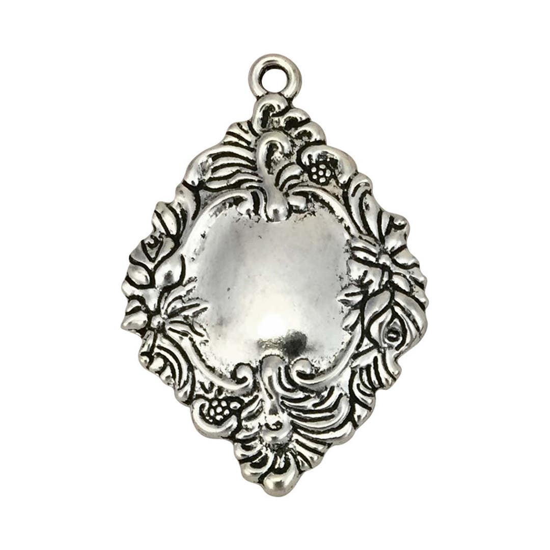 3 Engravable Silver Luggage Tag Charm Pendant Jewelry 42x30mm by TIJC