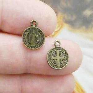 20 Tiny Bronze St Benedict Charm Medal by TIJC SP2052