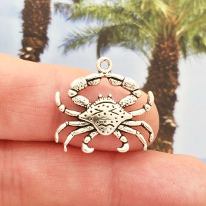 BULK 20 Silver Crab Charm Pendant by TIJC SP1011B